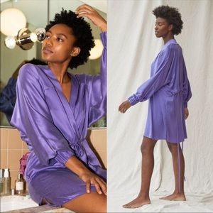 Lunya Silk Washable Robe in Purple